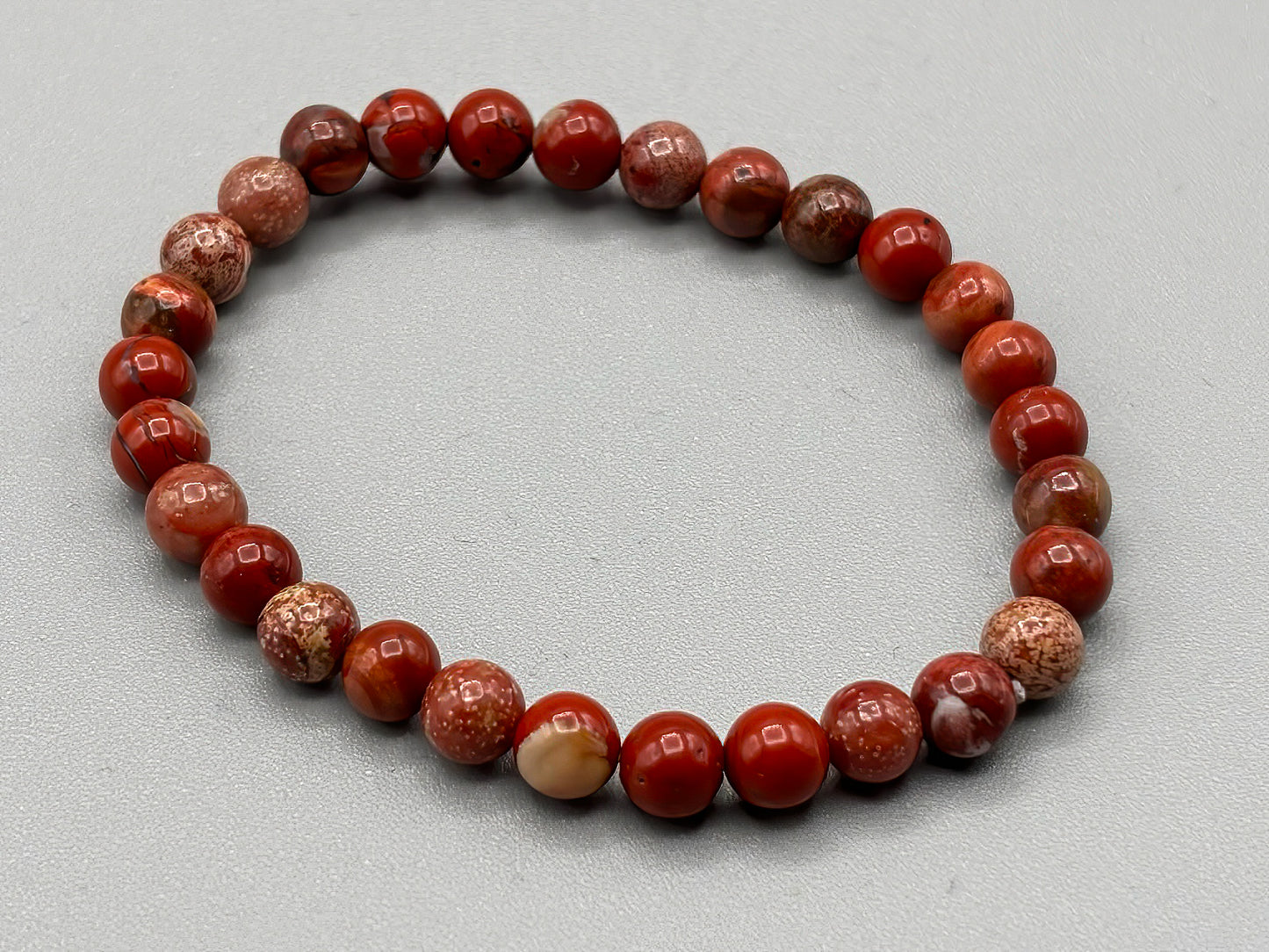 Red Jasper Beaded Bracelet 7 inches