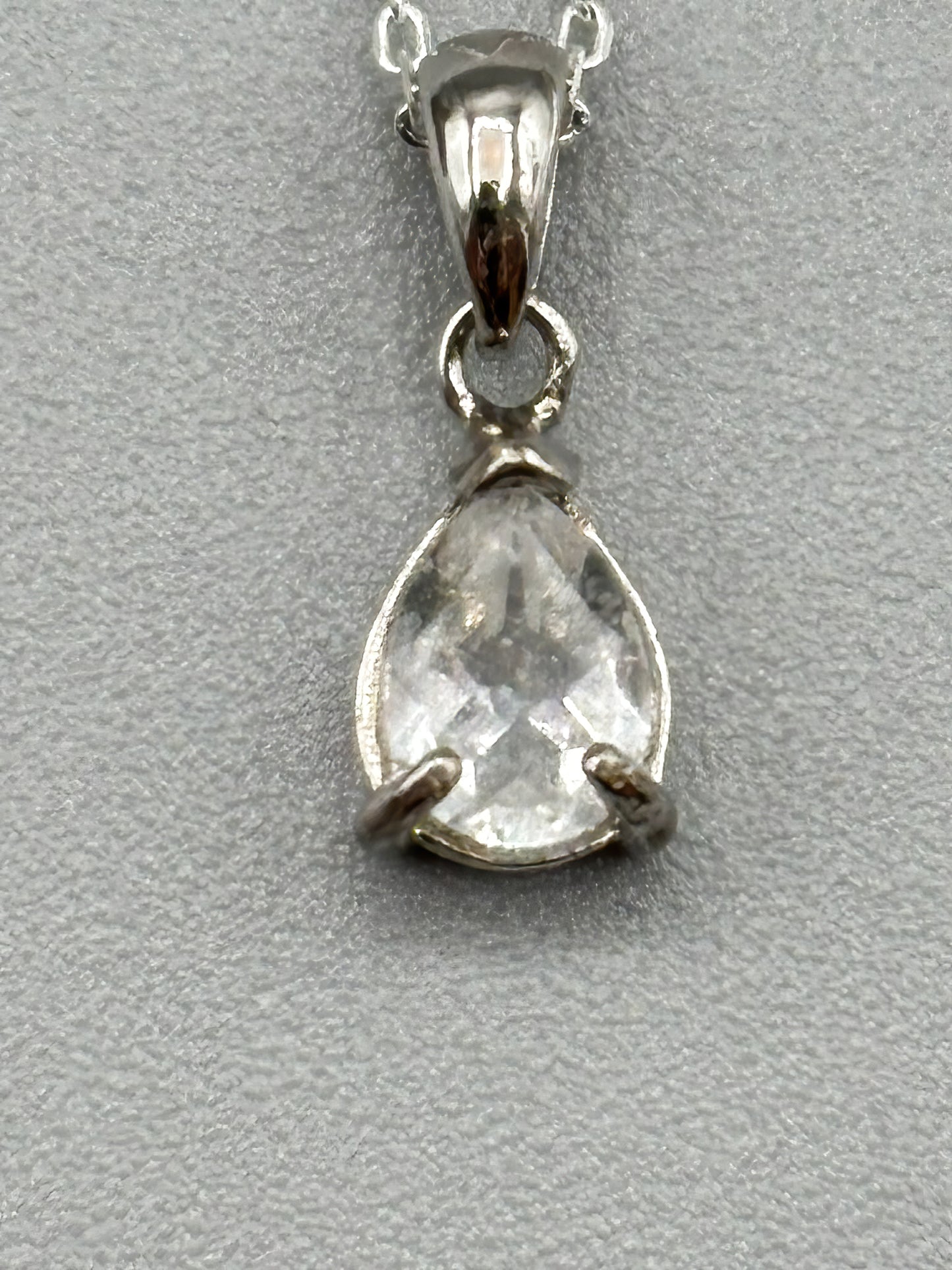 Pear Shaped White Topaz Set in Sterling Silver with Adjustable Sterling Chain