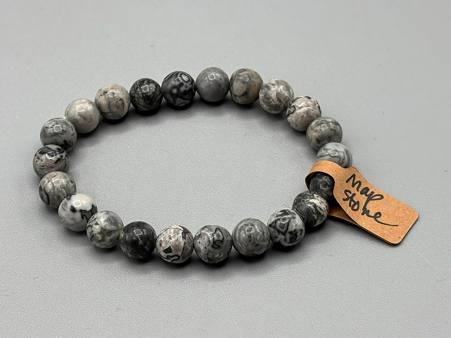 7 inch Map Stone Beaded Bracelet