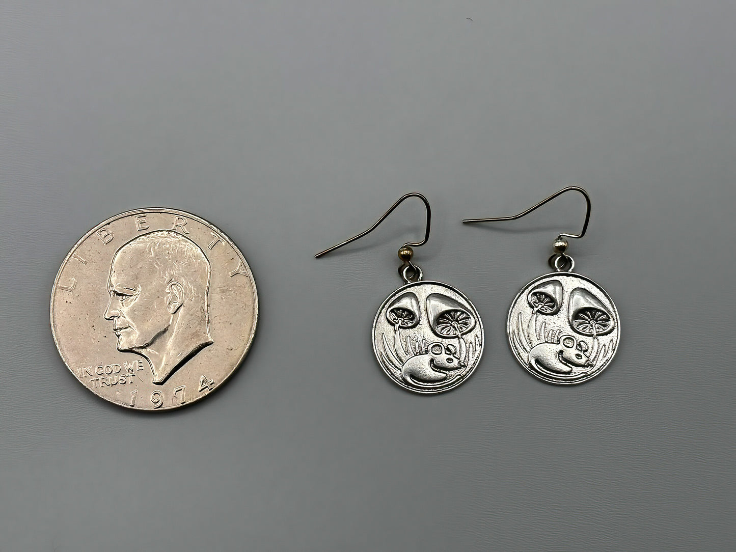 Tibetan Silver Mushroom Earrings on Sterling hooks