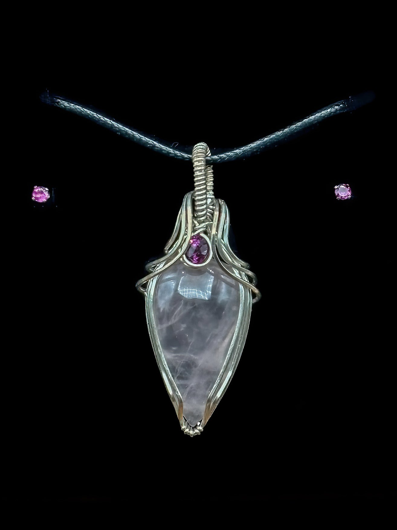 Rose Quartz and Rhodolite Garnets with Matching Garnet Earrings