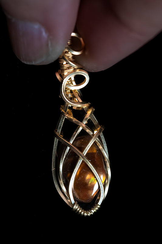 Fire Agate Wire Wrapped in 14K gold filled wire