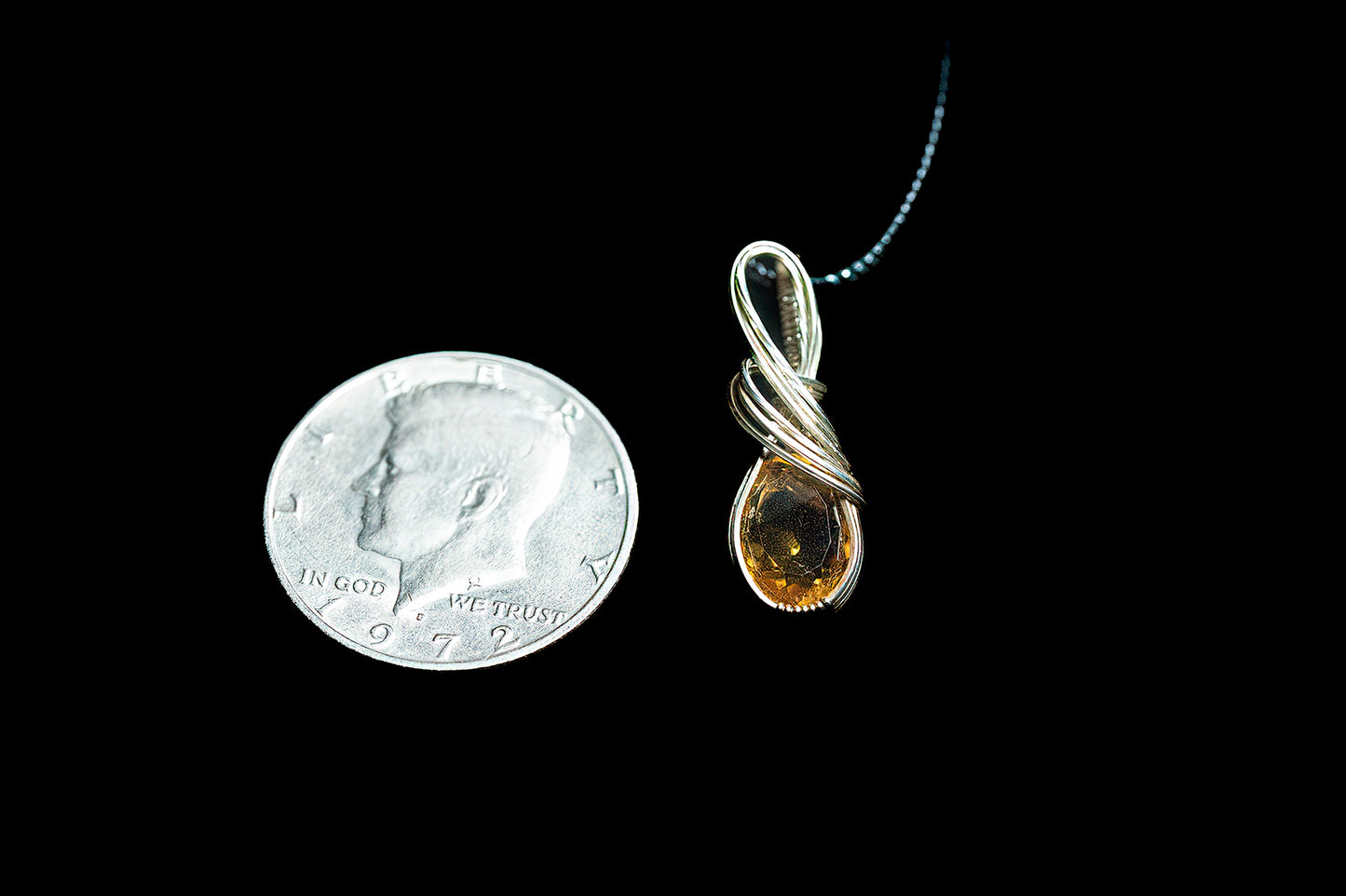 Golden Yellow Citrine Mini wrapped in .925 sterling silver