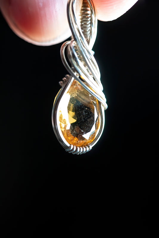 Golden Yellow Citrine Mini wrapped in .925 sterling silver