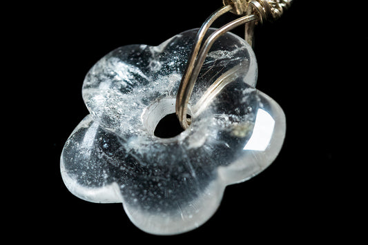 Quartz Flower Spinner on Sterling Silver Bail