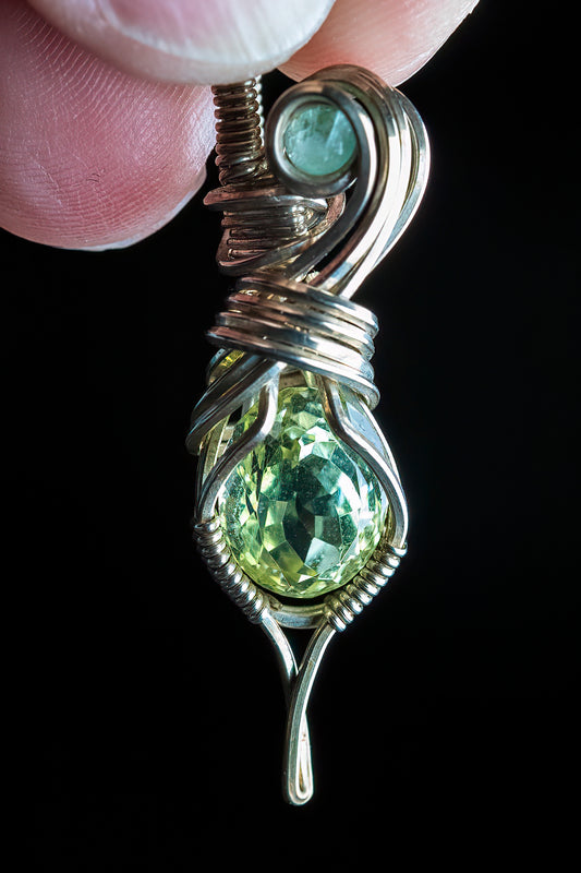 Peridot Mini with Pale Blue Tourmaline Accent in .925 Sterling Silver