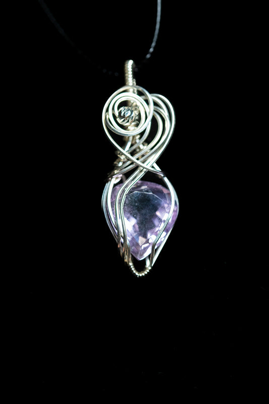 Small but Chunky Amethyst Facet Mini in .925 Sterling Silver