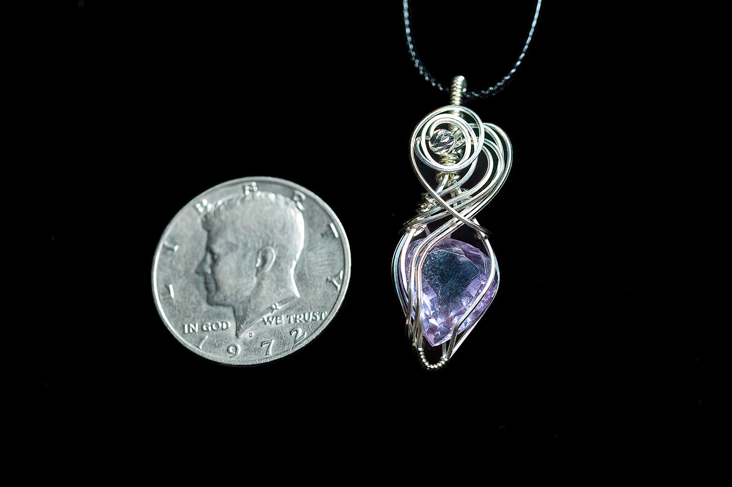 Small but Chunky Amethyst Facet Mini in .925 Sterling Silver