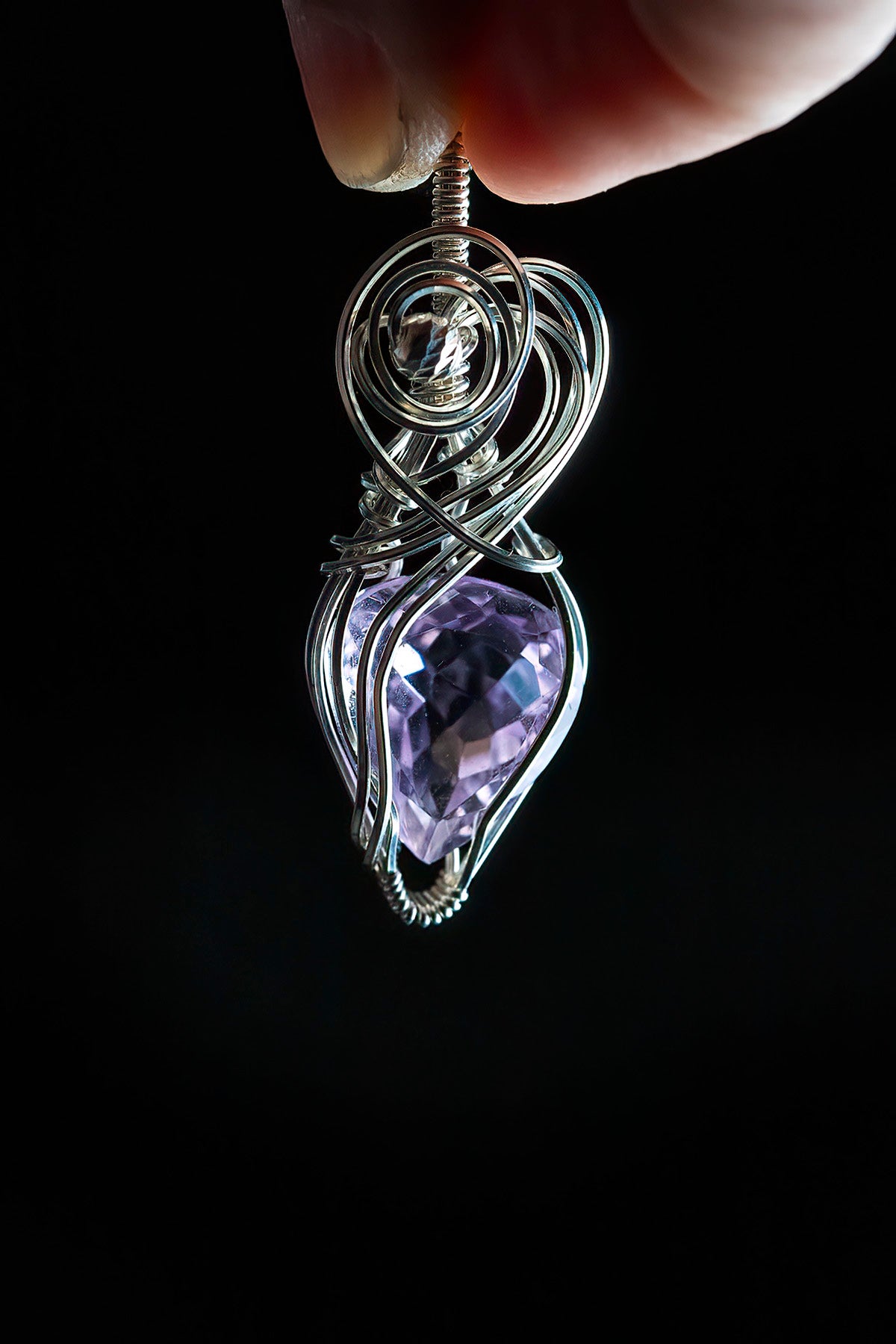 Small but Chunky Amethyst Facet Mini in .925 Sterling Silver