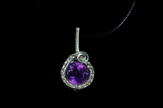 Spider Cut Amethyst Mini Pendant in Sterling Silver