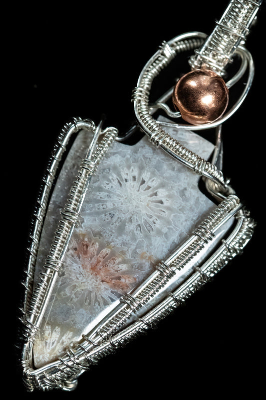 Indonesian Fossil Arrow with Copper Bead Accent in Sterling Silver