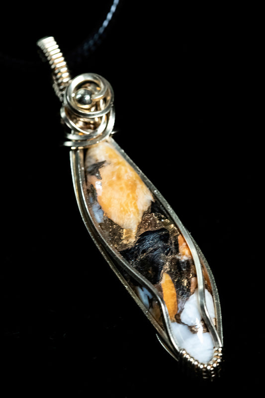 Black and Yellow Dolomite Composite from Kingman Mine in 14K Gold Fill Wire