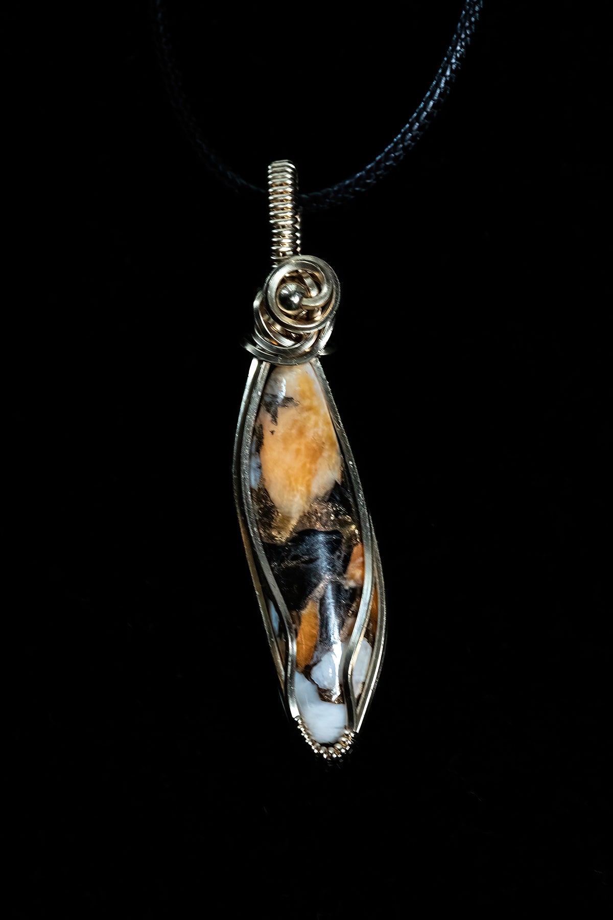 Black and Yellow Dolomite Composite from Kingman Mine in 14K Gold Fill Wire