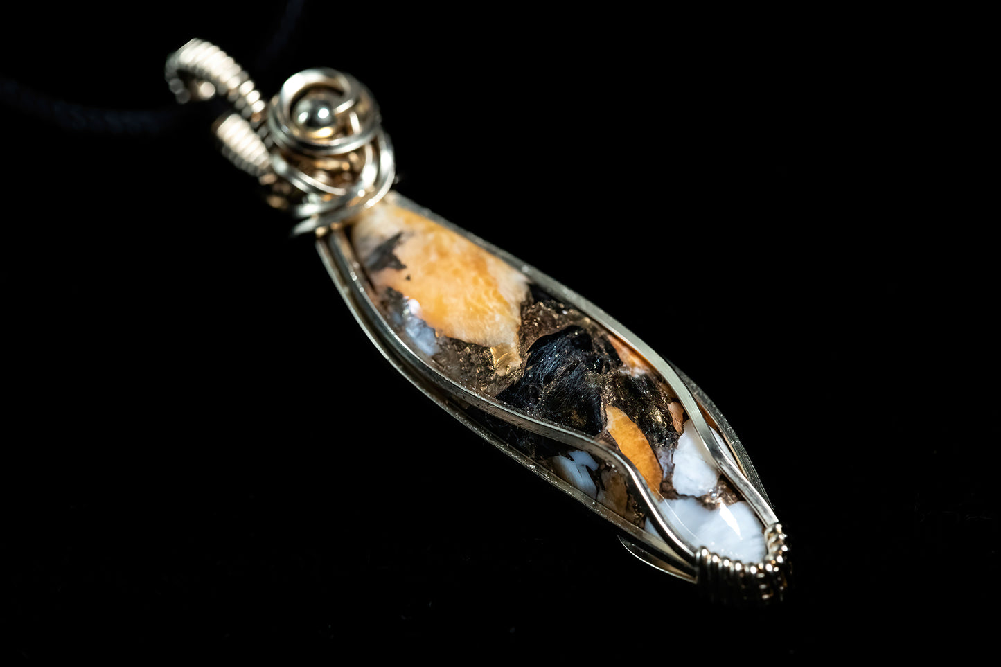 Black and Yellow Dolomite Composite from Kingman Mine in 14K Gold Fill Wire
