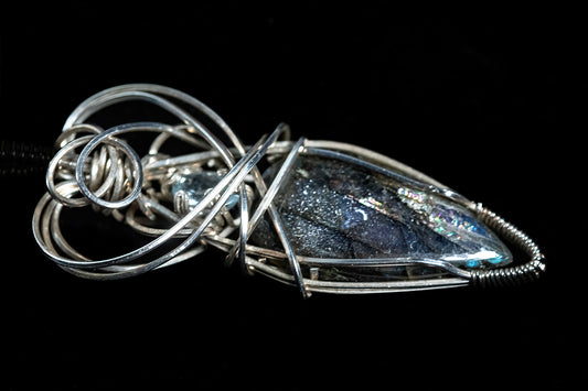 Blue Flash Labradorite with Aquamarine Facet Accent in Sterling Silver