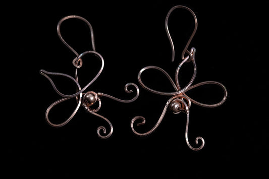 Cute Bumblebee Earring and Pendant Set with Belomorite Moonstone in Fine Copper