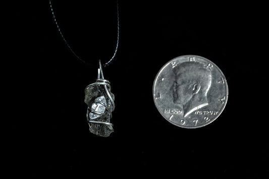Moldavite and Herkimer Diamond in Sterling Silver