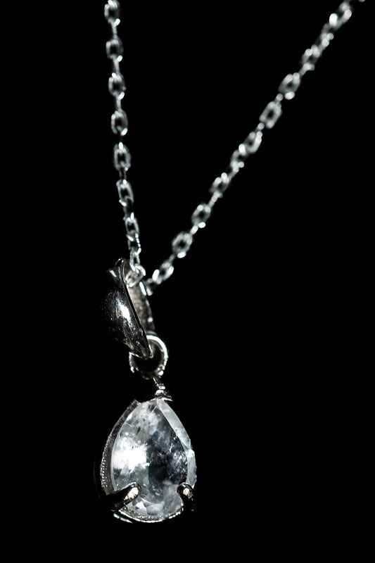 White Topaz Pear Gemstone in Sterling Silver with Chain