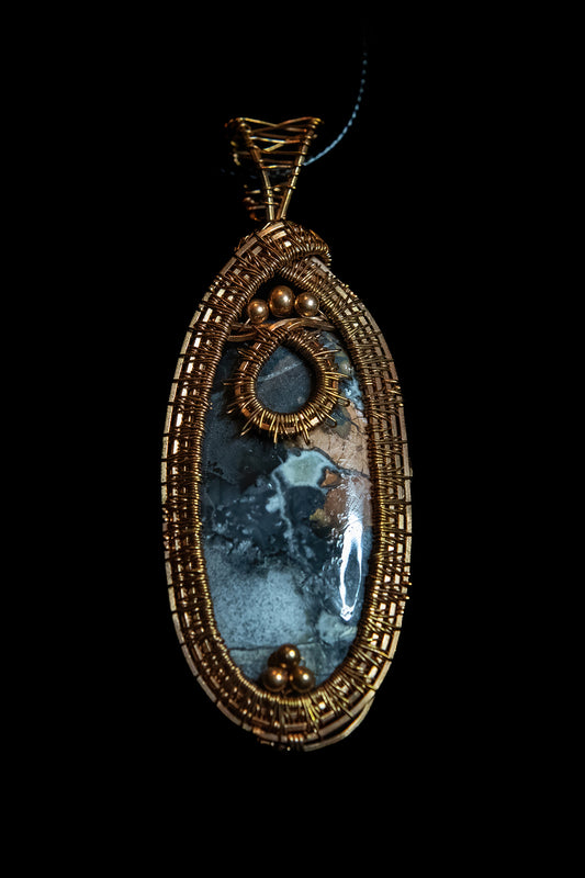 Large Statement Piece! Maligano Jasper Woven with Fine Copper