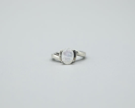 Moonstone with pale pink flash, sterling band