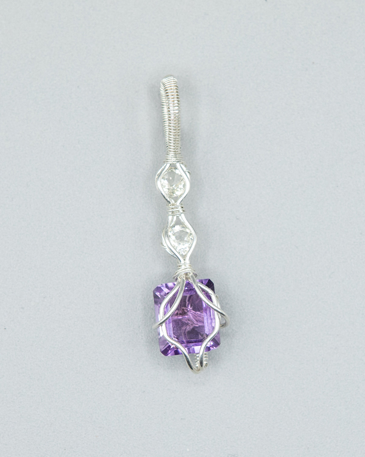 Amethyst and Yellow Labradorite Pendant in Sterling Silver