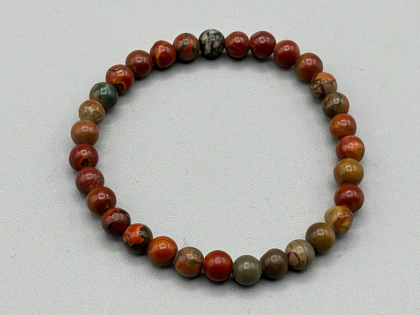 Red India Agate Beaded Bracelet (one bracelet)