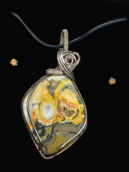 Bumblebee Jasper matched with Faygo Orange Spessartine Garnet Earrings All in Sterling Silver