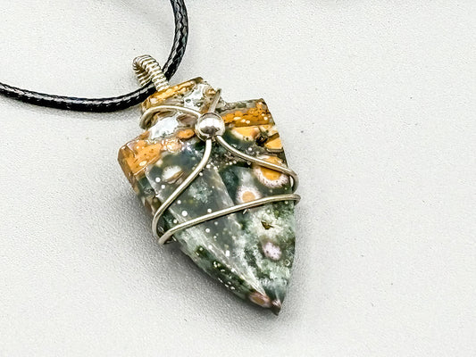 River Jasper Pendant and Earring Set in .925 Sterling Silver