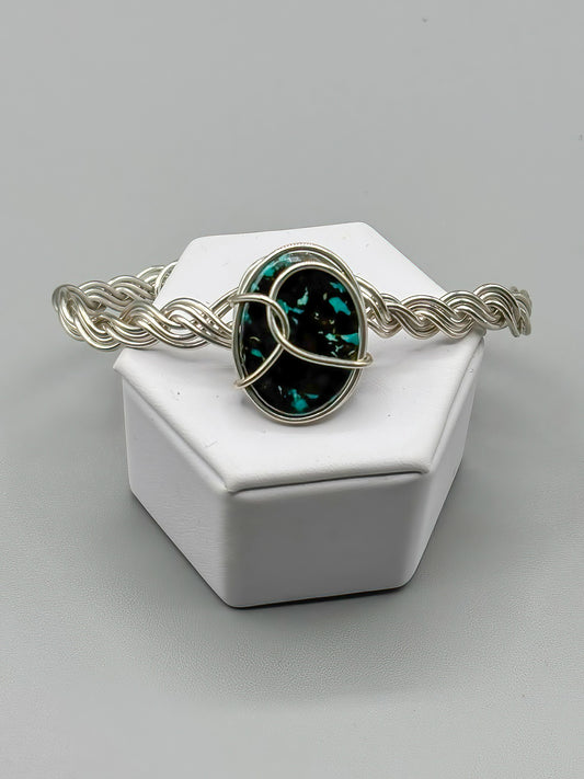 Turquoise and Sterling Silver Bracelet, Approx 6.5 inch