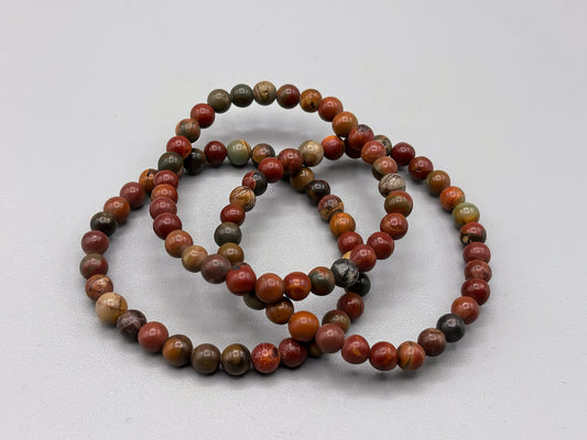 Red India Agate Beaded Bracelet (one bracelet)