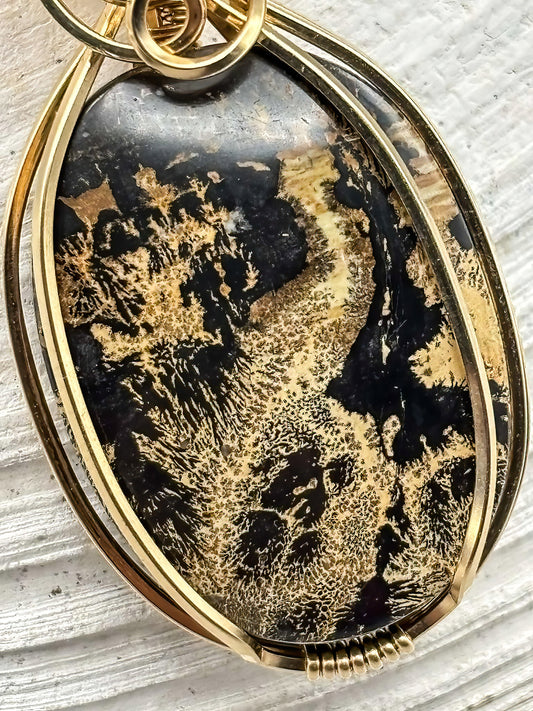 Outback Picture Jasper Pendant in 14K Gold Filled Wire