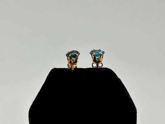 6mm Round London Blue Topaz set in 14K gold filled posts