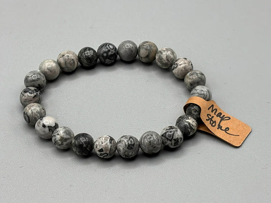 7 inch Map Stone Beaded Bracelet
