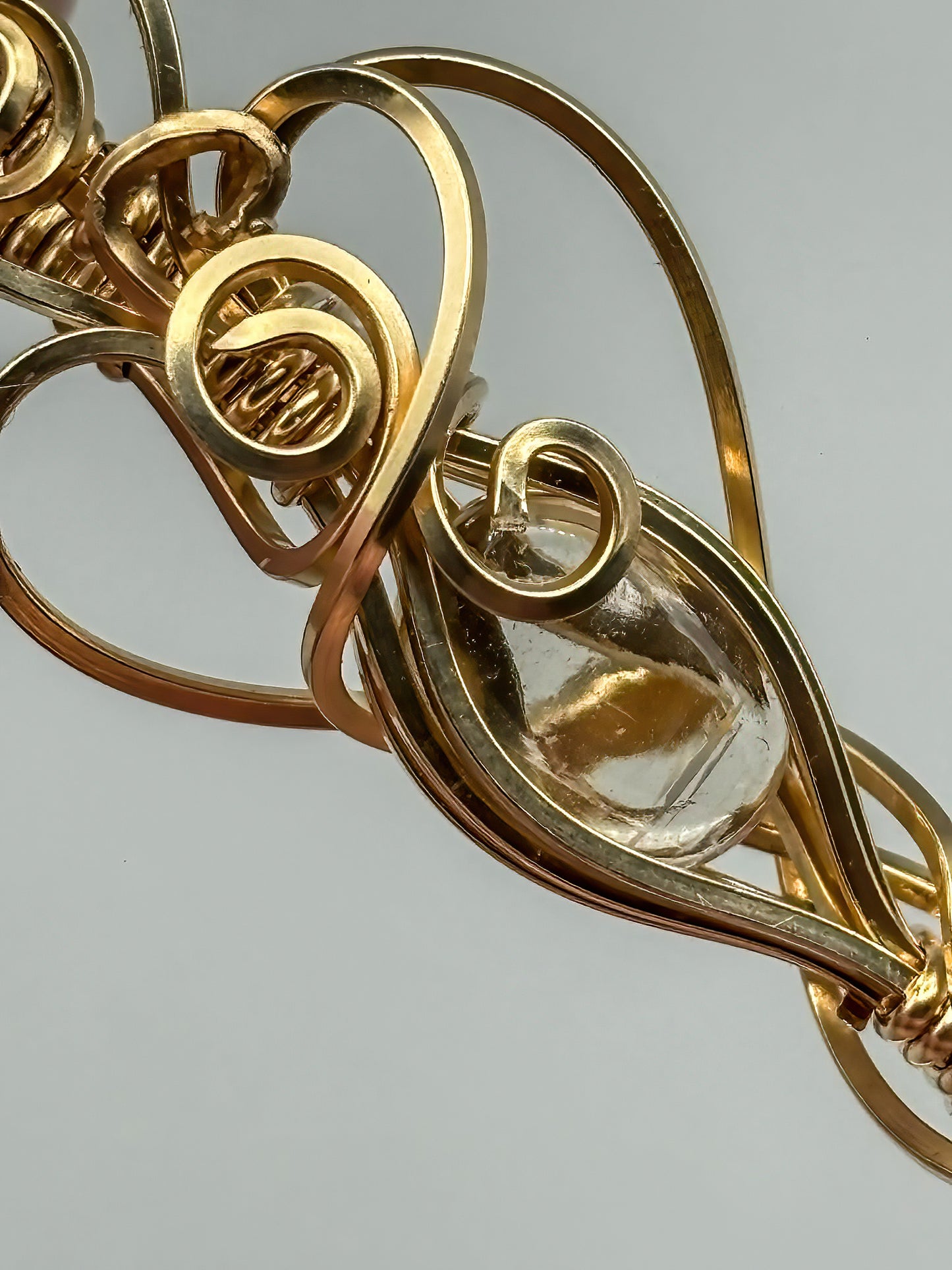 Blue Lapis Composite from Kingman Mine with Oregon Sunstone Accent Wrapped in 14K Gold Fill Wire