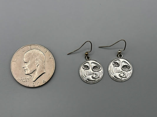 Tibetan Silver Mushroom Earrings on Sterling hooks