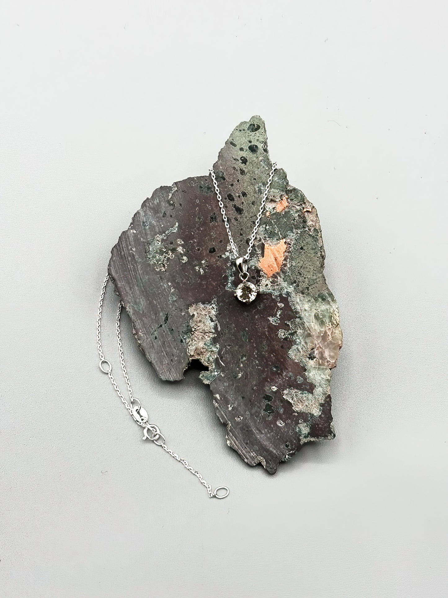 Small Round Faceted Yellow Labradorite set in Sterling Silver on an Adjustable Sterling Silver Chain