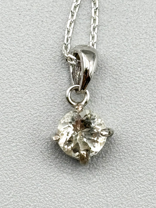 Small Round Faceted Yellow Labradorite set in Sterling Silver on an Adjustable Sterling Silver Chain