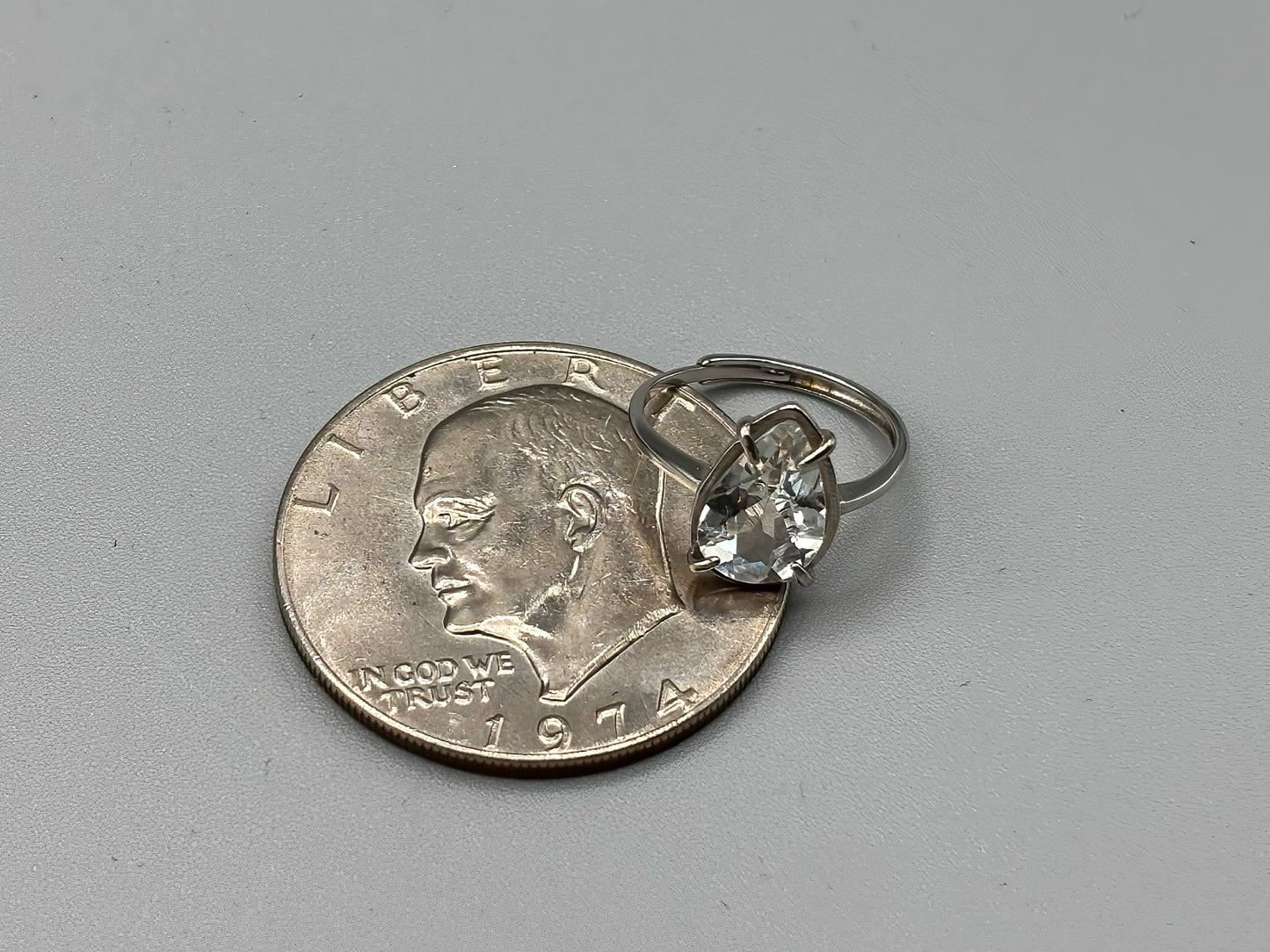 Large Pear Shape White Topaz set in Adjustable Sterling Silver Band