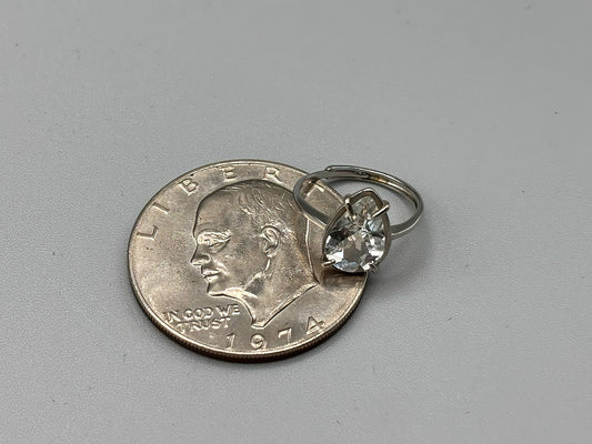 Large Pear Shape White Topaz set in Adjustable Sterling Silver Band