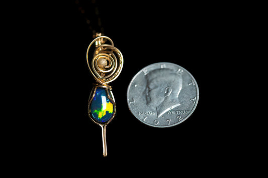 Rare blue opal in 14K gold filled wire