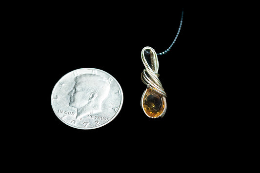Golden Yellow Citrine Mini wrapped in .925 sterling silver