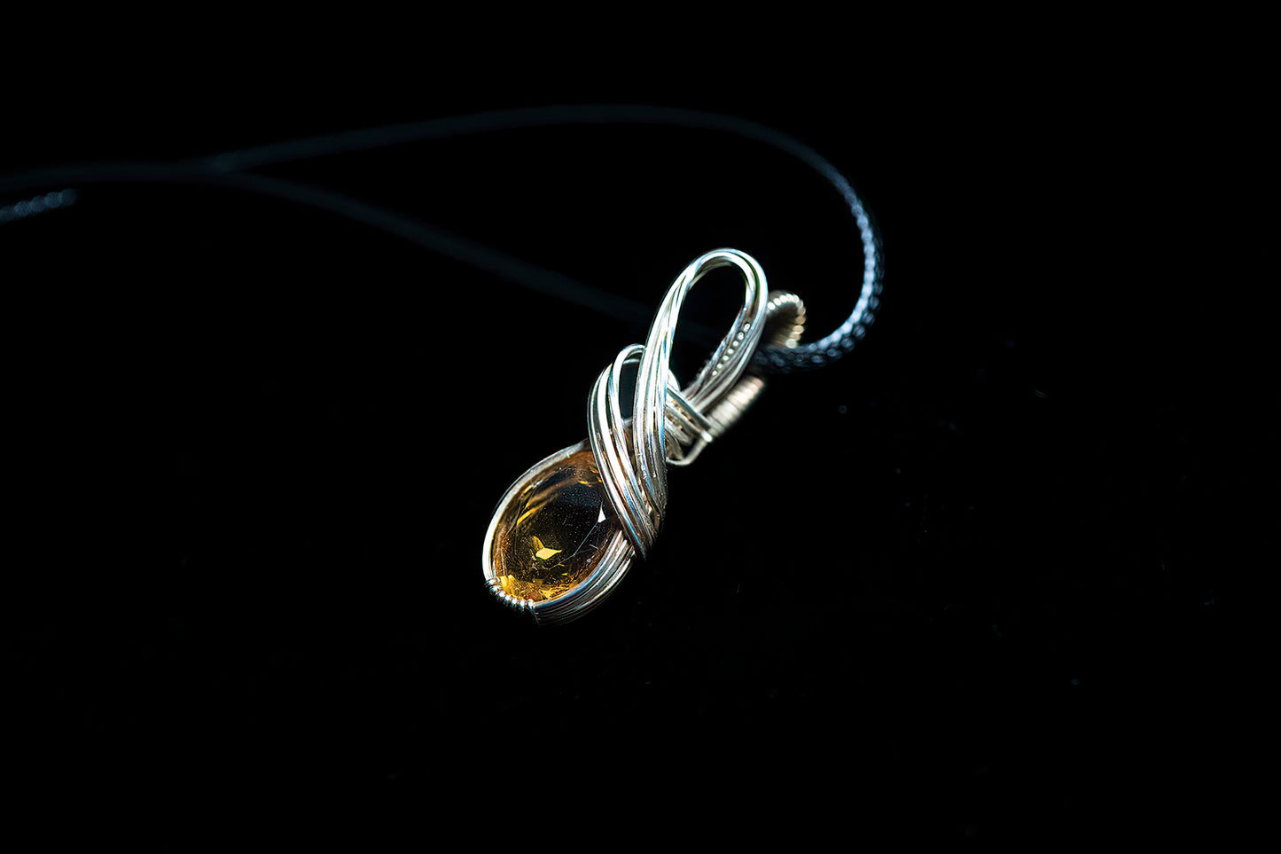 Golden Yellow Citrine Mini wrapped in .925 sterling silver