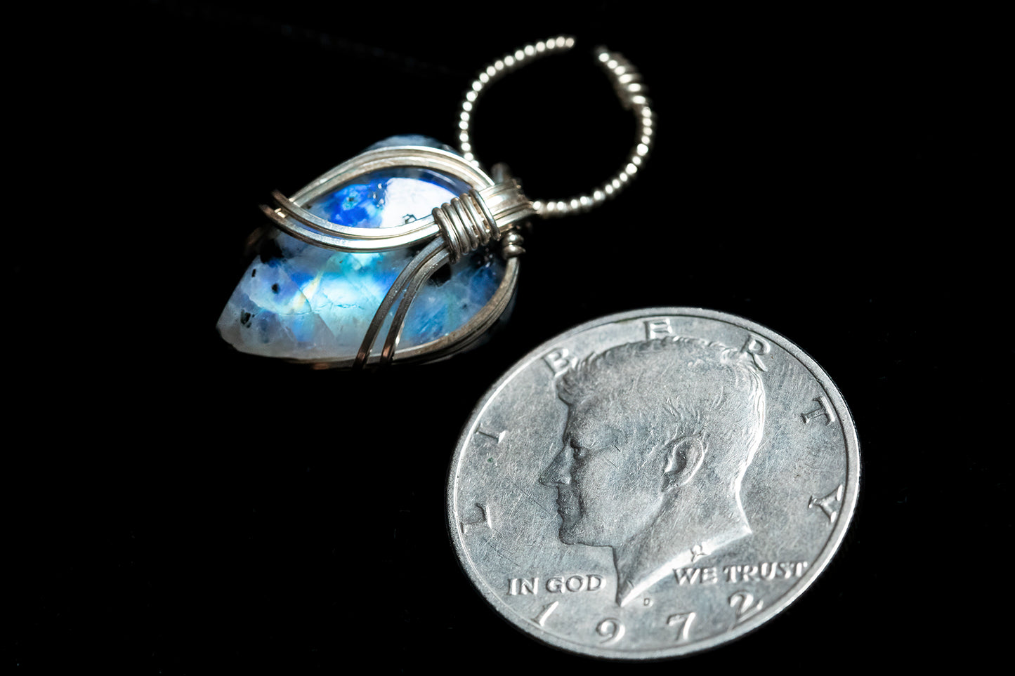 Tourmaline Rainbow Moonstone in .925 Sterling silver
