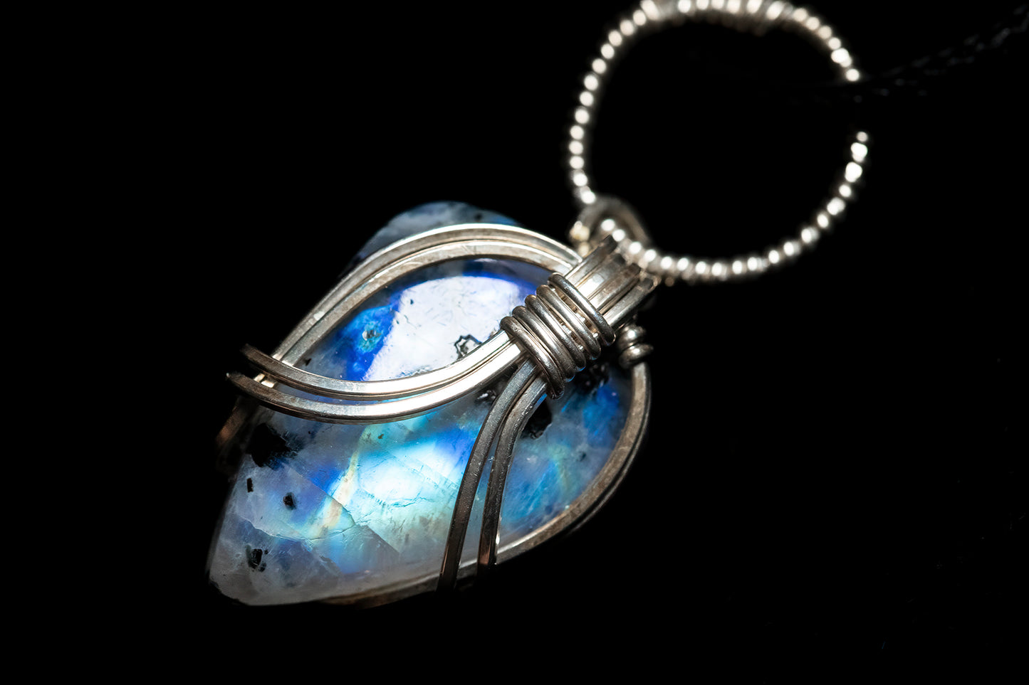 Tourmaline Rainbow Moonstone in .925 Sterling silver