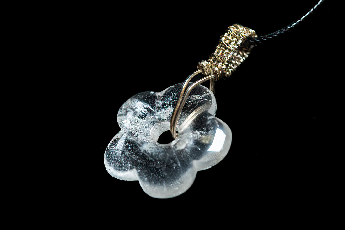 Quartz Flower Spinner on Sterling Silver Bail