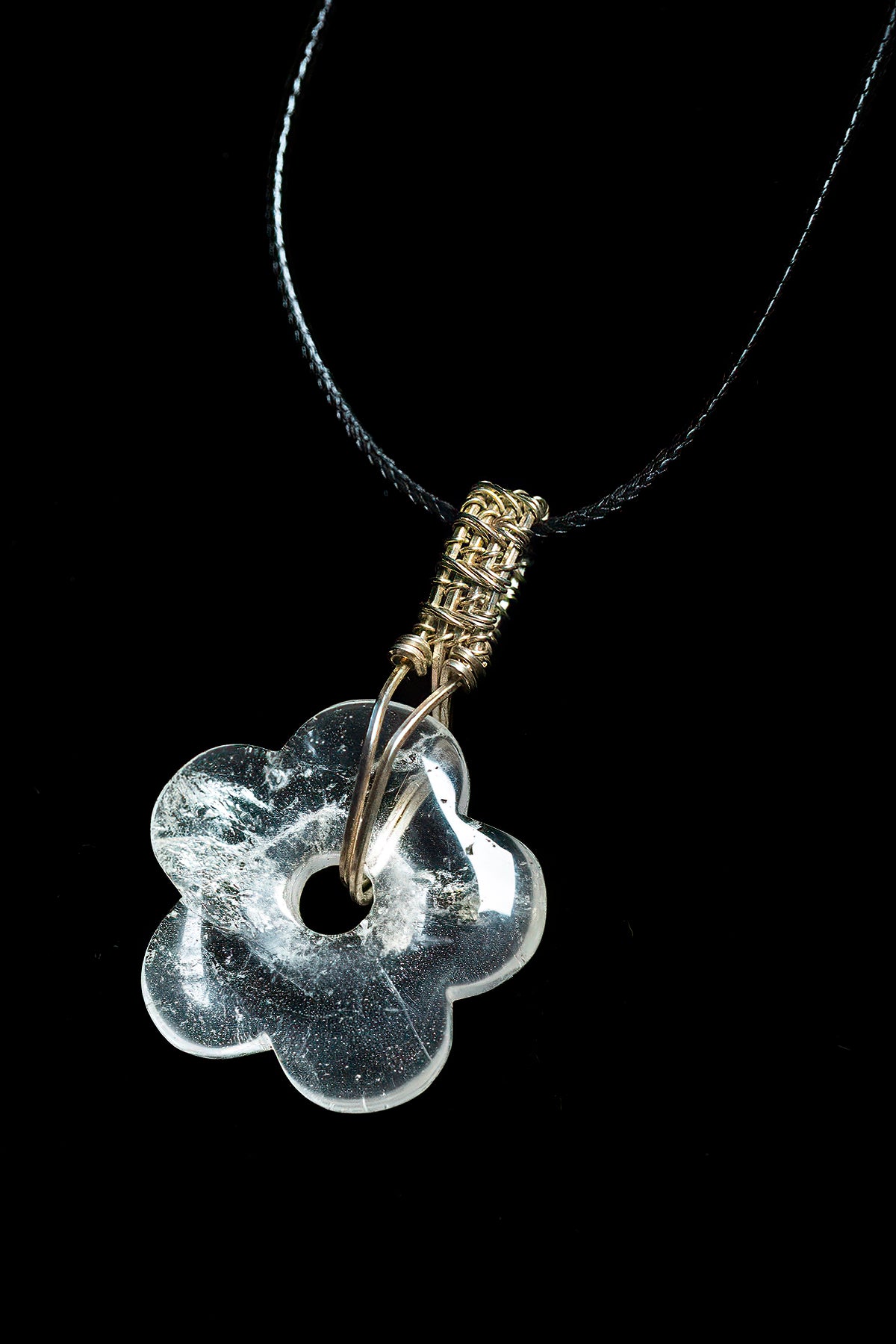 Quartz Flower Spinner on Sterling Silver Bail