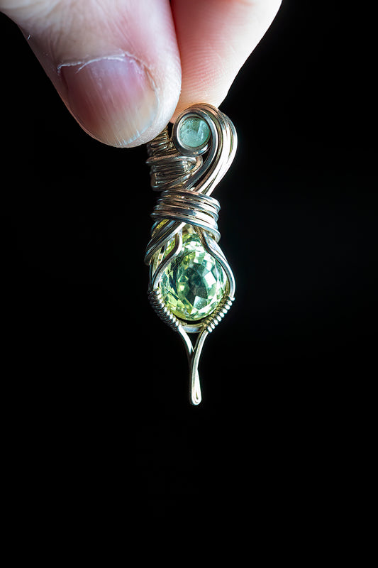 Peridot Mini with Pale Blue Tourmaline Accent in .925 Sterling Silver