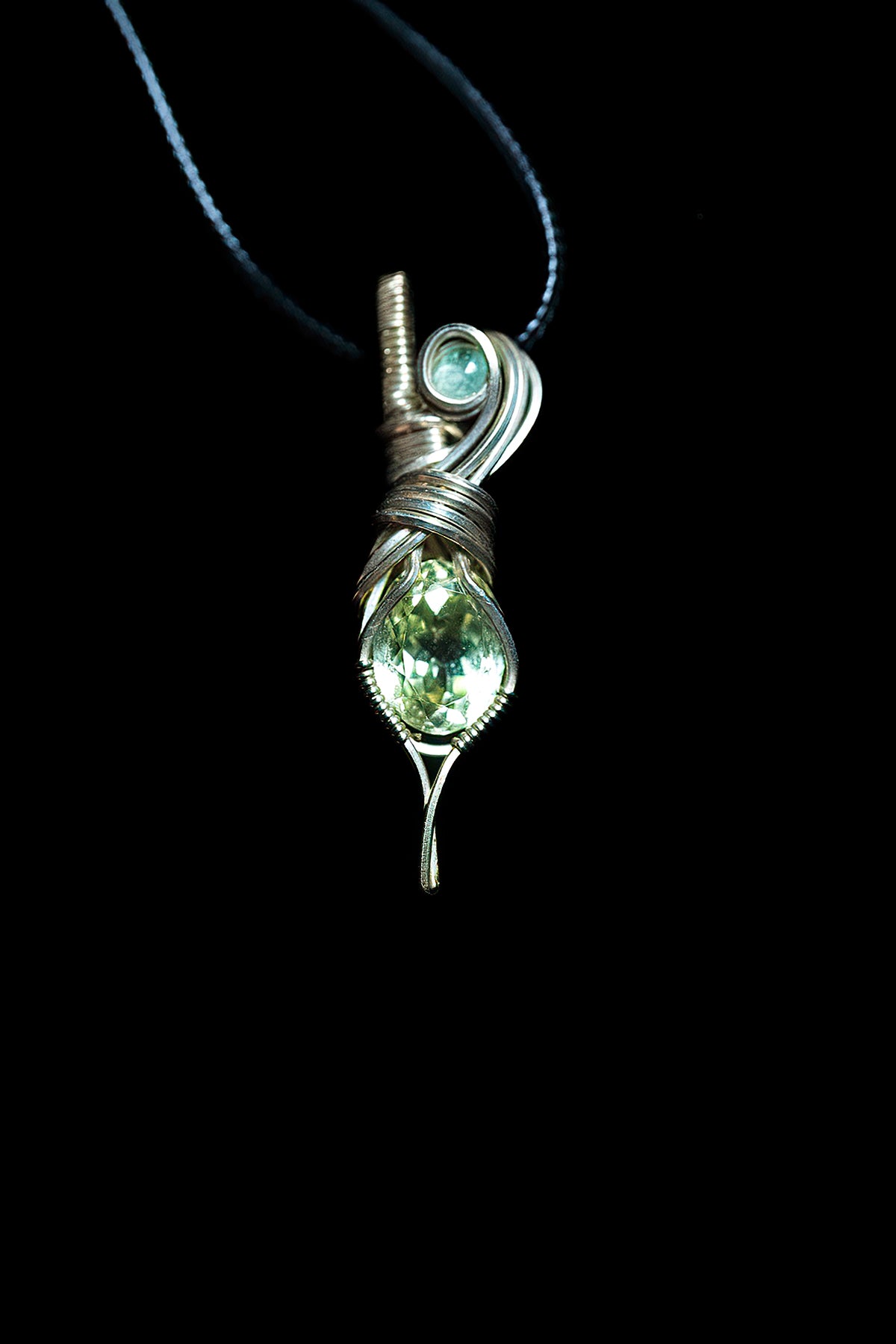 Peridot Mini with Pale Blue Tourmaline Accent in .925 Sterling Silver
