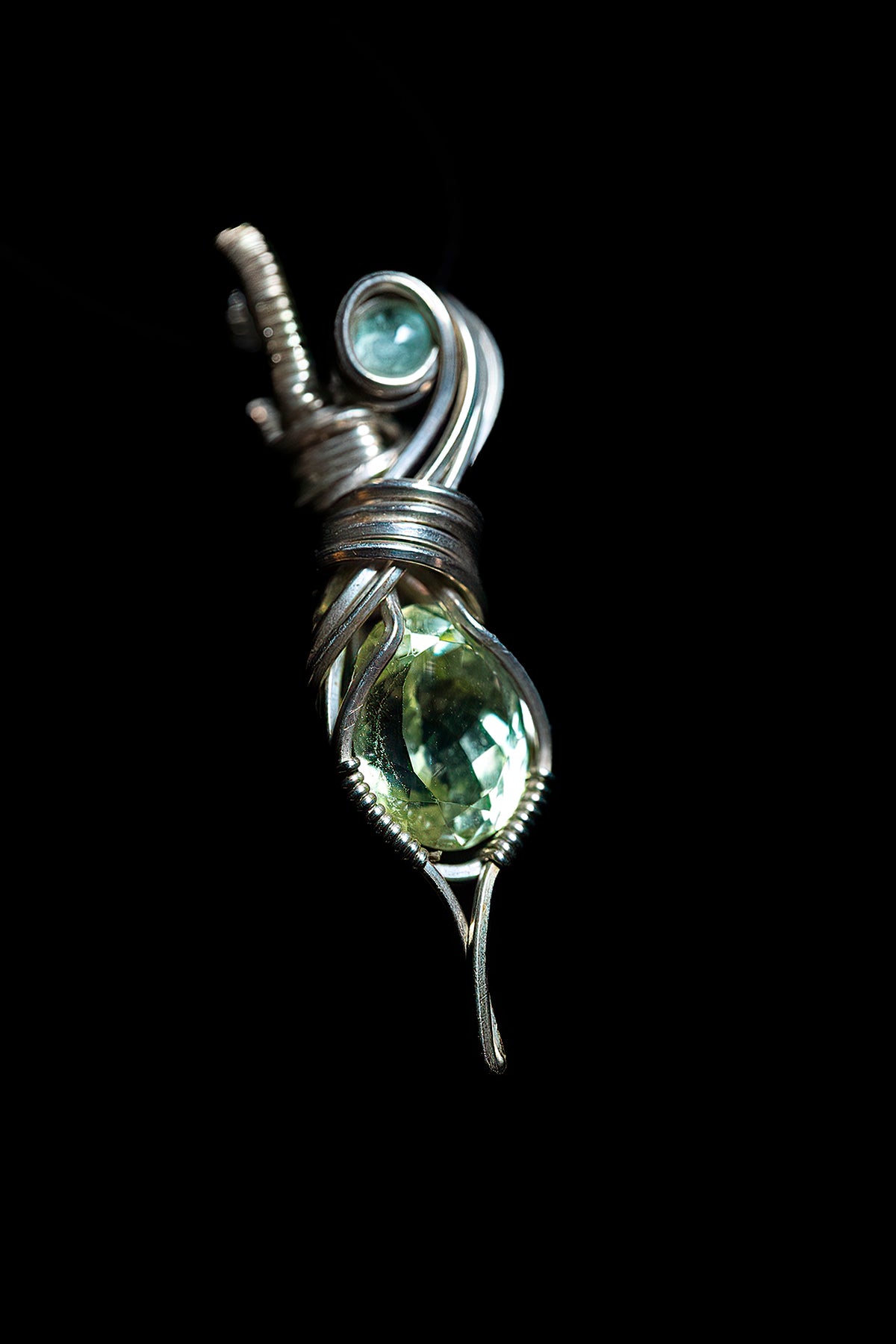 Peridot Mini with Pale Blue Tourmaline Accent in .925 Sterling Silver