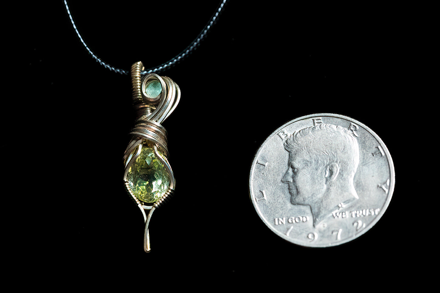 Peridot Mini with Pale Blue Tourmaline Accent in .925 Sterling Silver